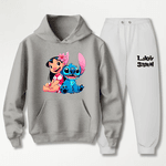 Conjunto Moletom Branco Feminino Infantil Lillo e Stitch