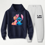 Conjunto Moletom Branco Feminino Infantil Lillo e Stitch