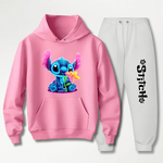 Conjunto Moletom Branco Feminino Stitch Neon