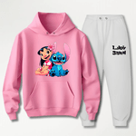 Conjunto Moletom Branco Feminino Infantil Lillo e Stitch