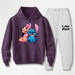 Conjunto Moletom Branco Feminino Infantil Lillo e Stitch