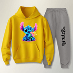 Conjunto Moletom Cinza Feminino Stitch Neon