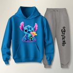 Conjunto Moletom Cinza Feminino Stitch Neon