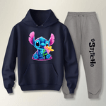 Conjunto Moletom Cinza Feminino Stitch Neon