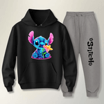 Conjunto Moletom Cinza Feminino Stitch Neon