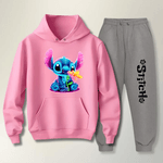 Conjunto Moletom Cinza Feminino Stitch Neon