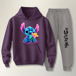 Conjunto Moletom Cinza Feminino Stitch Neon