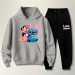 Conjunto Moletom Preto Feminino Infantil Lillo e Stitch