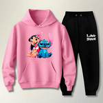 Conjunto Moletom Preto Feminino Infantil Lillo e Stitch