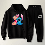 Conjunto Moletom Preto Feminino Infantil Lillo e Stitch