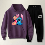 Conjunto Moletom Preto Feminino Infantil Lillo e Stitch