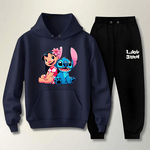 Conjunto Moletom Preto Feminino Infantil Lillo e Stitch
