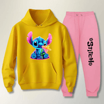 Conjunto Moletom Rosa Feminino Stitch Neon
