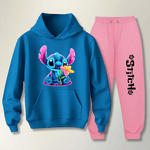 Conjunto Moletom Rosa Feminino Stitch Neon