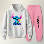 Conjunto Moletom Rosa Feminino Stitch Neon
