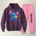 Conjunto Moletom Rosa Feminino Stitch Neon