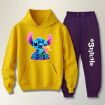 Conjunto Moletom Roxo Feminino Stitch Neon