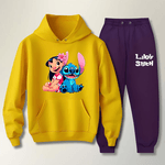 Conjunto Moletom Azul Marinho e Preto Feminino Infantil Lillo e Stitch