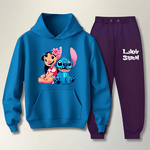Conjunto Moletom Azul Marinho e Preto Feminino Infantil Lillo e Stitch