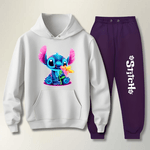 Conjunto Moletom Roxo Feminino Stitch Neon