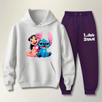 Conjunto Moletom Azul Marinho e Preto Feminino Infantil Lillo e Stitch
