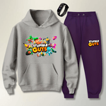 Conjunto Abrigo Moletom Roxo Infantil Stumble Guys