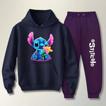 Conjunto Moletom Roxo Feminino Stitch Neon