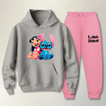 Conjunto Moletom Rosa Feminino Infantil Lillo e Stitch