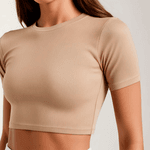 Cropped Nude Malha Canelada