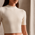 Cropped Off-White Malha Canelada