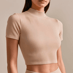 Cropped Nude Malha Canelada