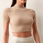 Cropped Nude Malha Canelada