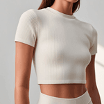 Cropped Off-White Malha Canelada