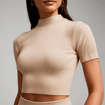 Cropped Nude Malha Canelada