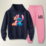 Conjunto Moletom Rosa Feminino Infantil Lillo e Stitch
