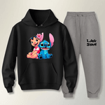 Conjunto Moletom Cinza Feminino Infantil Lillo e Stitch