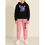 Conjunto Moletom Rosa Feminino Stitch Neon