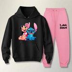 Conjunto Moletom Rosa Feminino Infantil Lillo e Stitch