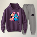 Conjunto Moletom Cinza Feminino Infantil Lillo e Stitch