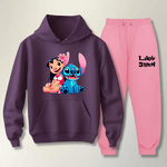 Conjunto Moletom Rosa Feminino Infantil Lillo e Stitch