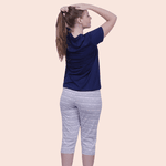Pijama Feminino Suzana Azul/Branco