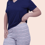Pijama Feminino Suzana Azul/Branco