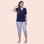 Pijama Feminino Suzana Azul/Branco