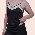 Pijama Feminino Thais Preto em Liganete