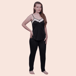 Pijama Feminino Thais Preto em Liganete
