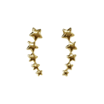 Brinco Ear Cuff Estrelas Banhado Ouro 18K