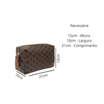 Conjunto 3 Peças estampada Bolsa Saco grande + Bolsa Transversal + nécessaire Marrom - Gouveia Costa 