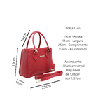 Bolsa Luxo Feminina Vermelha Baú Alça de Mão e Transversal - Gouveia Costa 