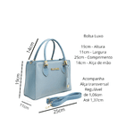 Bolsa Luxo Feminina Azul bebê Baú Alça de Mão e Transversal - Gouveia Costa