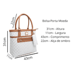 Bolsa Feminina Estilo Sacola Grande De Ombro estampada Branca - Gouveia Costa 